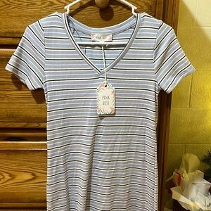 Pink Rose blue, white, and black striped dress!